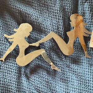 Vintage Chrome Truck Mascot Silhouette of Retro Naked Woman Ornaments 60-70's 🎁